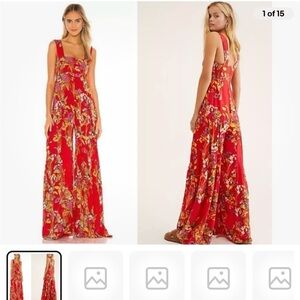 Free people red jumpsuit